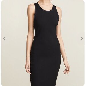 James Perse Black Midi Raw Hem Dress